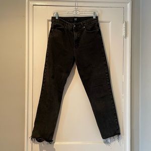 Gap cheeky straight jeans, black distressed wash, size 29R